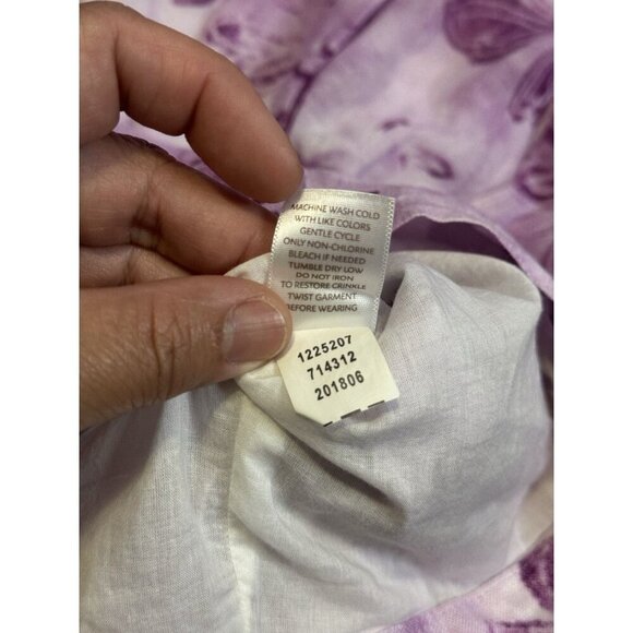 NWT JJILL Linen Maxi Purple Skirt Lined Floral Pleated Boho Beach Coastal Sz 12 - Picture 5 of 8